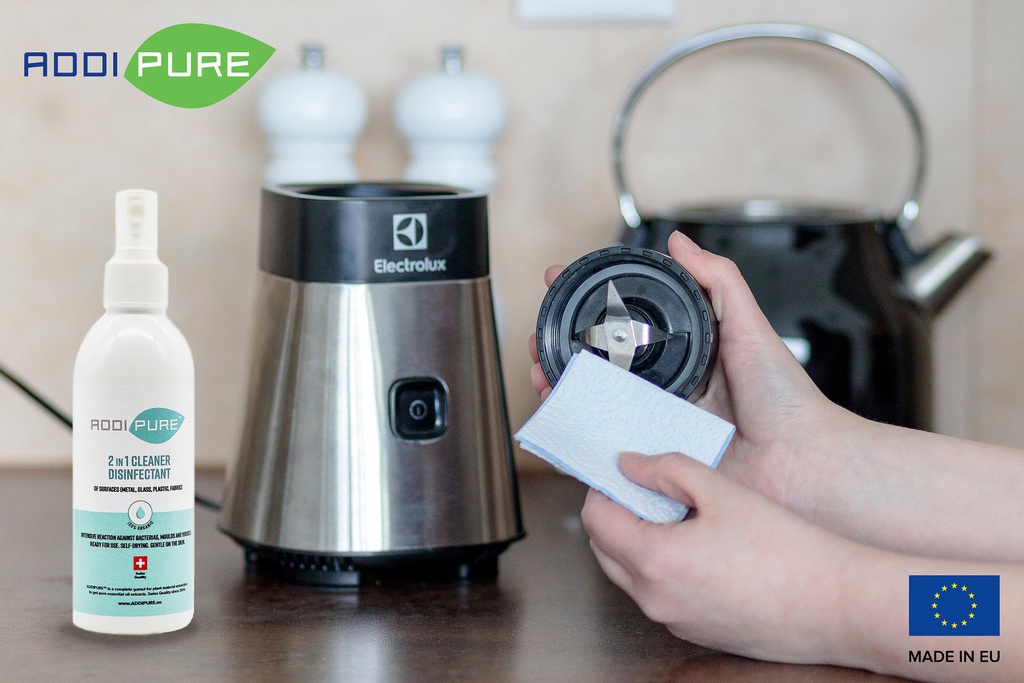 ADDIPURE 2in1 Cleaner Disinfectant, organic, 150 ml bottle with spray head.